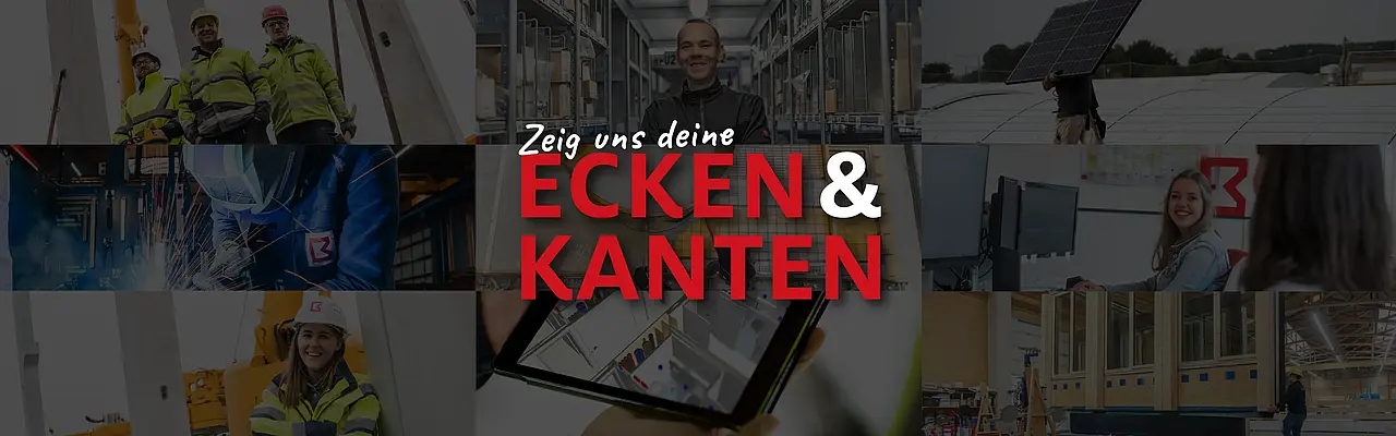 Collage von Planungs-, Handwerks- und Baustellenberufen bei der Brüninghoff Group